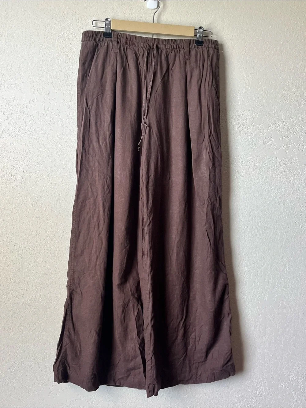 Zara Brown Wide Leg Linen Blend Pants
